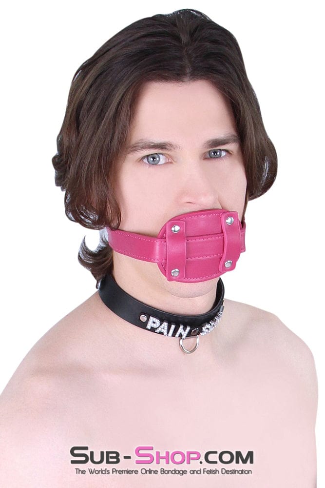 9054DL      Deep Throat Sex Bomb Pink Locking 4" Long Rubber Penis Gag Gags   , Sub-Shop.com Bondage and Fetish Superstore