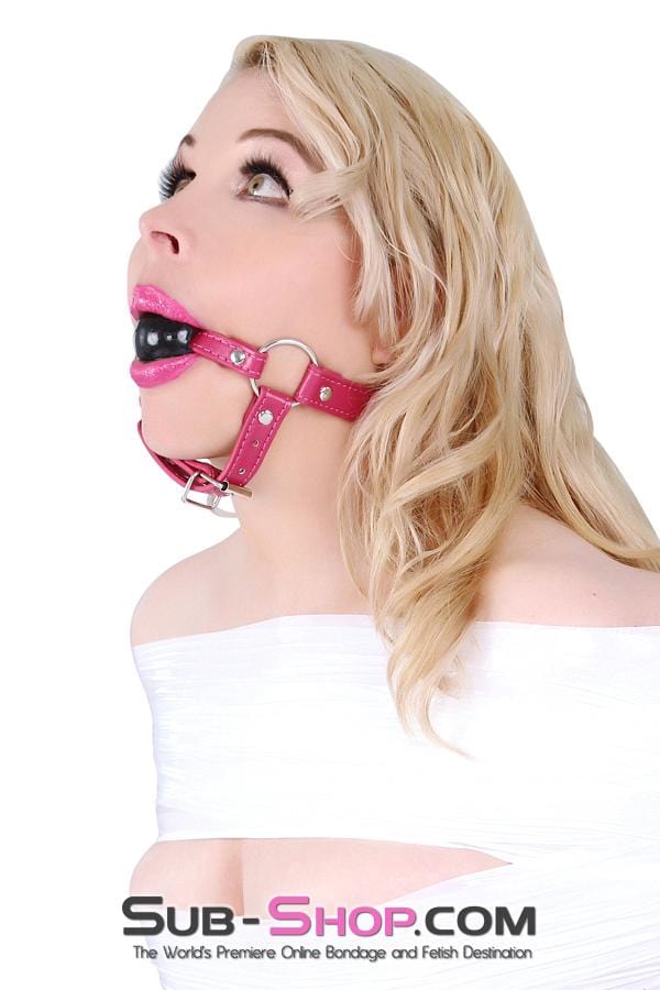 9061DL      Sex Bomb Pink Strap Rubber Ballgag with Chin Strap - LAST CHANCE - Final Closeout! MEGA Deal   , Sub-Shop.com Bondage and Fetish Superstore