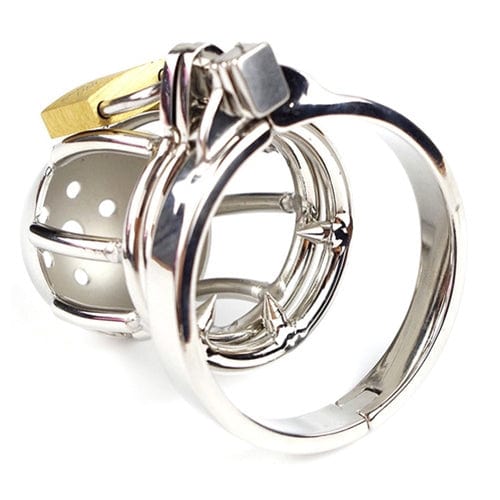 9067M      Dragon’s Teeth Chastity Cock Cage with Removeable CBT Ring – Medium Base Ring Chastity   , Sub-Shop.com Bondage and Fetish Superstore