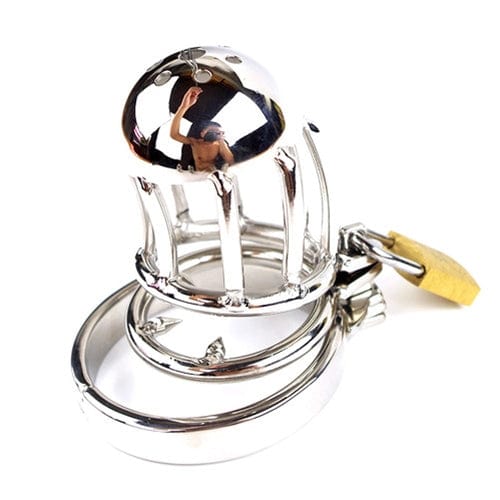 9067M      Dragon’s Teeth Chastity Cock Cage with Removeable CBT Ring – Medium Base Ring Chastity   , Sub-Shop.com Bondage and Fetish Superstore