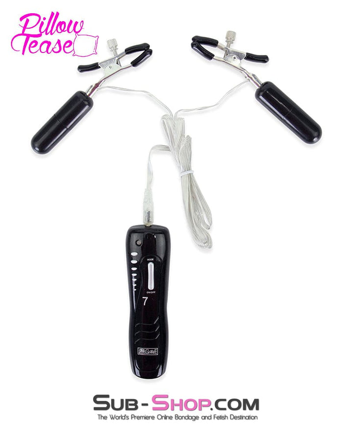 9094M      7 Function Vibrating Black Nipple Clamps Set Nipple Clamp   , Sub-Shop.com Bondage and Fetish Superstore