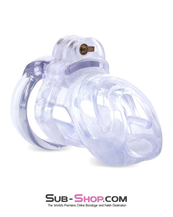 9321M-SIS      Forced Sissy Long Clear Male Chastity with Optional Prince Albert Insert Sissy   , Sub-Shop.com Bondage and Fetish Superstore