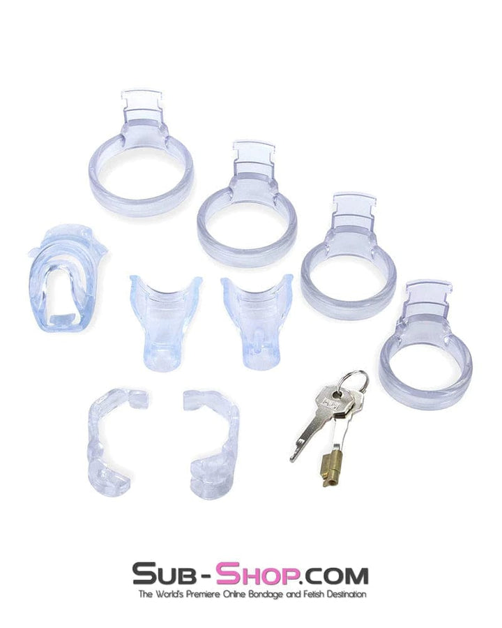 9321M-SIS      Forced Sissy Long Clear Male Chastity with Optional Prince Albert Insert Sissy   , Sub-Shop.com Bondage and Fetish Superstore