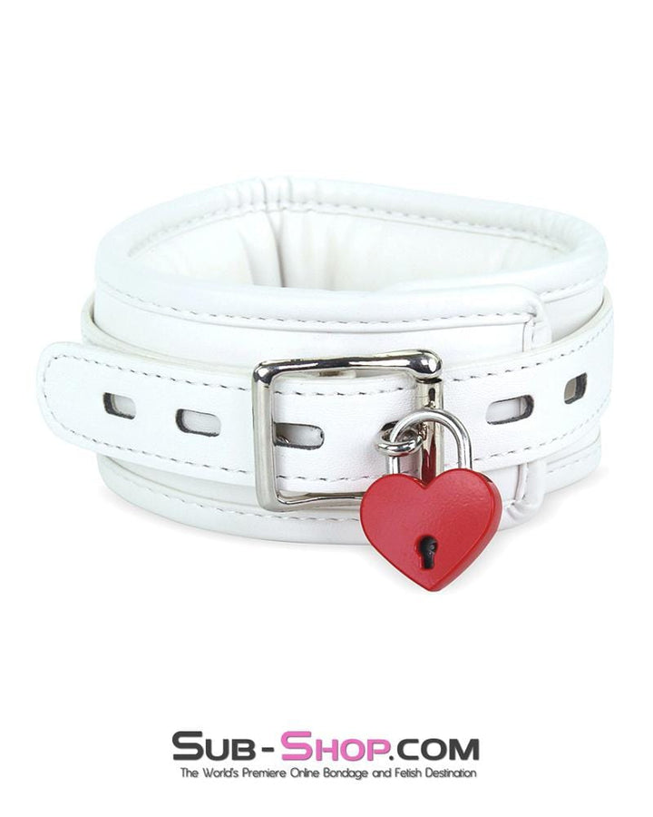 7251RS      Corrupt Me White Padded Bondage Collar and Leash Set Collar   , Sub-Shop.com Bondage and Fetish Superstore