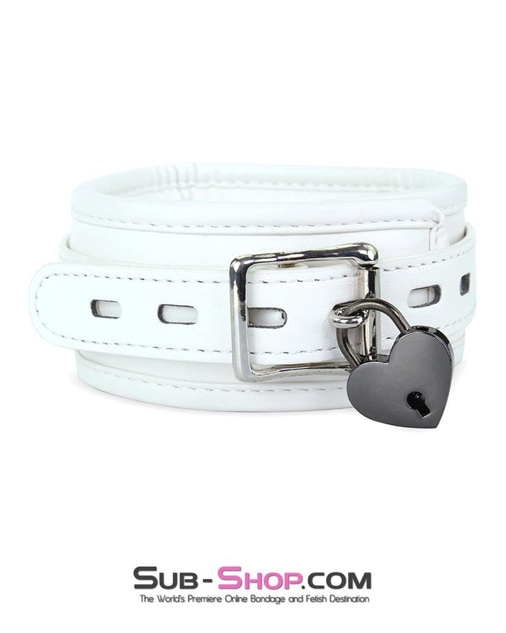 7251RS      Corrupt Me White Padded Bondage Collar and Leash Set Collar   , Sub-Shop.com Bondage and Fetish Superstore