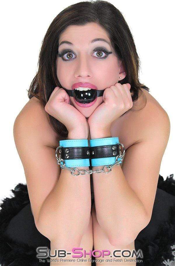 9918RS      Blue Ribbon Leatherette Wrist Bondage Cuffs and Chain Connection Set - LAST CHANCE - Final Closeout! MEGA Deal   , Sub-Shop.com Bondage and Fetish Superstore