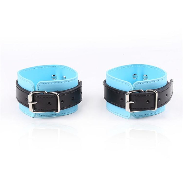 9918RS      Blue Ribbon Leatherette Wrist Bondage Cuffs and Chain Connection Set - LAST CHANCE - Final Closeout! MEGA Deal   , Sub-Shop.com Bondage and Fetish Superstore