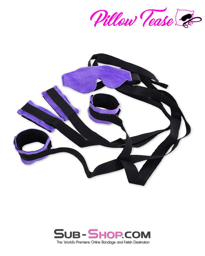 9919DL      Beginner Soft Purple Blindfold, Wrist and Ankle Cuffs Bondage Set Bondage Set   , Sub-Shop.com Bondage and Fetish Superstore