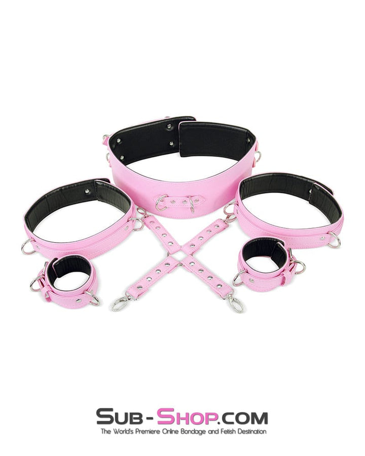 9945M      Pink Padded Bondage Belt, Thigh Cuffs, Wrist Cuffs and Connector Strap Belts and Thigh Cuffs   , Sub-Shop.com Bondage and Fetish Superstore