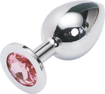 2310HS-SIS      Chromed Steel Crystal Sissy Damsel Anal Plug, Large Plug, Fuchsia Crystal Sissy   , Sub-Shop.com Bondage and Fetish Superstore